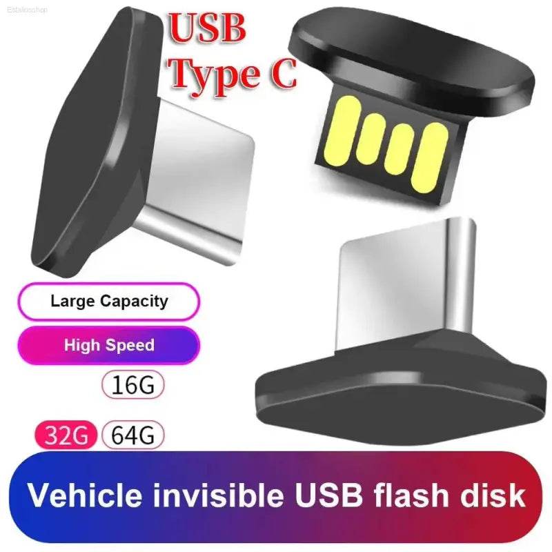 Car Mini USB C Flash Drive 16GB 32GB 64GB Tiny Storage - Estalios