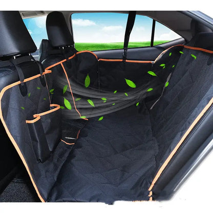 Black Waterproof Dog Mat Car Seat Cover with Orange Trim for Car Pet Mat