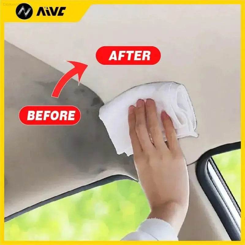 Car interior cleaning demonstration.