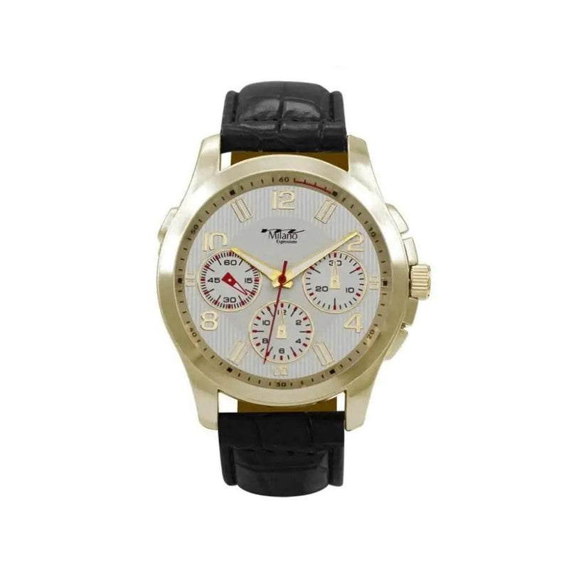 Carlinville Black Vegan Crocodile Band Watch with Gold Case - Estalios