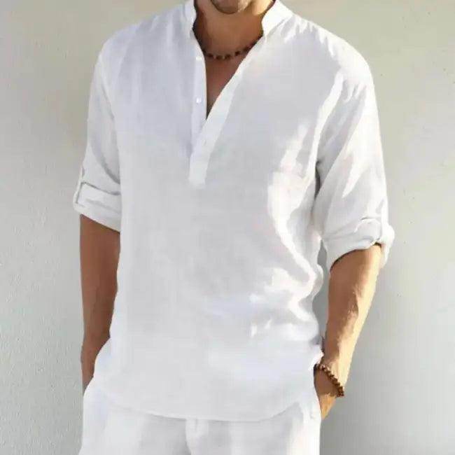Vibrant Mandarin Linen Shirts for Effortless Style - Estalios