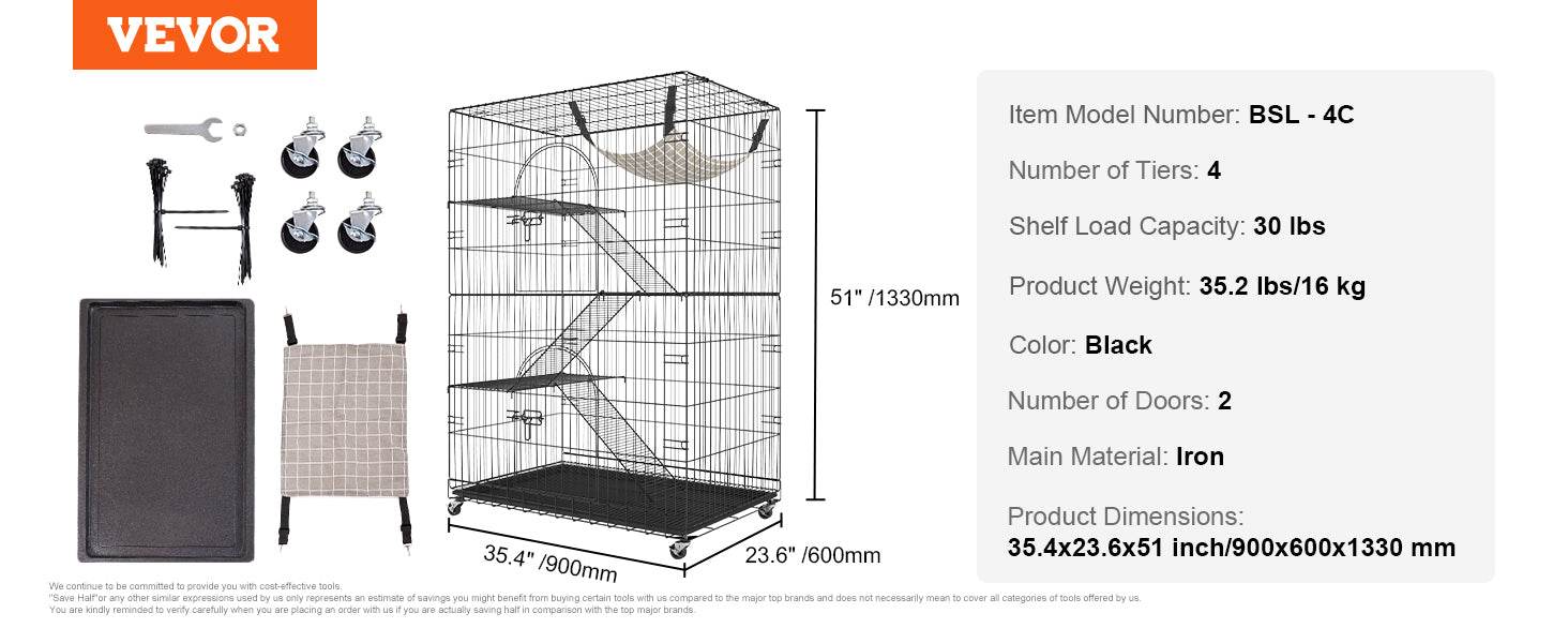 4 Tier Large Cat Playpen for Indoor Exercise and Play - Estalios