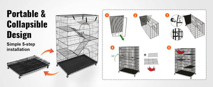 4 Tier Large Cat Playpen for Indoor Exercise and Play - Estalios