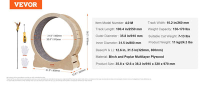 Cat Exercise Wheel Natural Wood Silent Running Treadmill - Estalios
