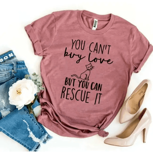 Cat Rescue T-Shirts in Light Pink and Gray Colors - Estalios