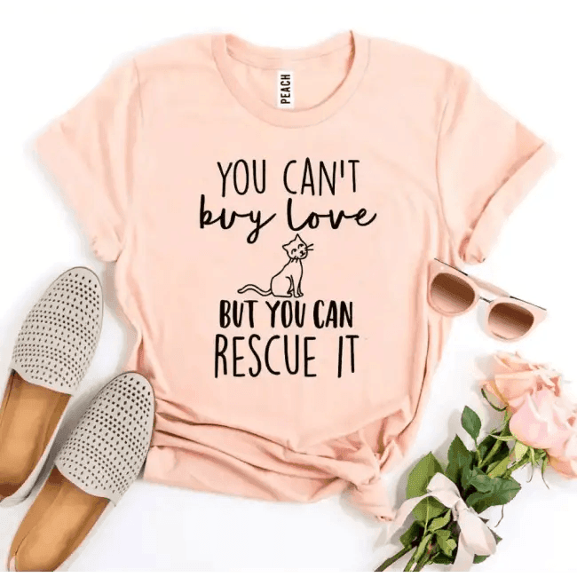Cat Rescue T-Shirts in Light Pink and Gray Colors - Estalios