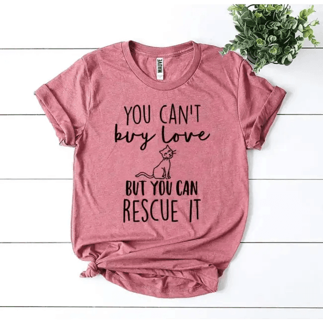 Cat Rescue T-Shirts in Light Pink and Gray Colors - Estalios