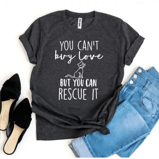 Cat Rescue T-Shirts in Light Pink and Gray Colors - Estalios