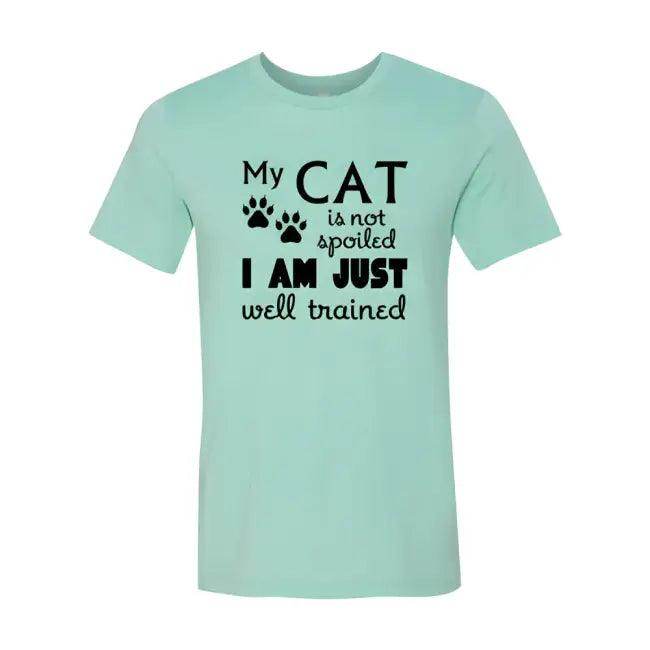 Cat-Themed T-Shirts in Light Green, Mauve, and Peach Colors - Estalios