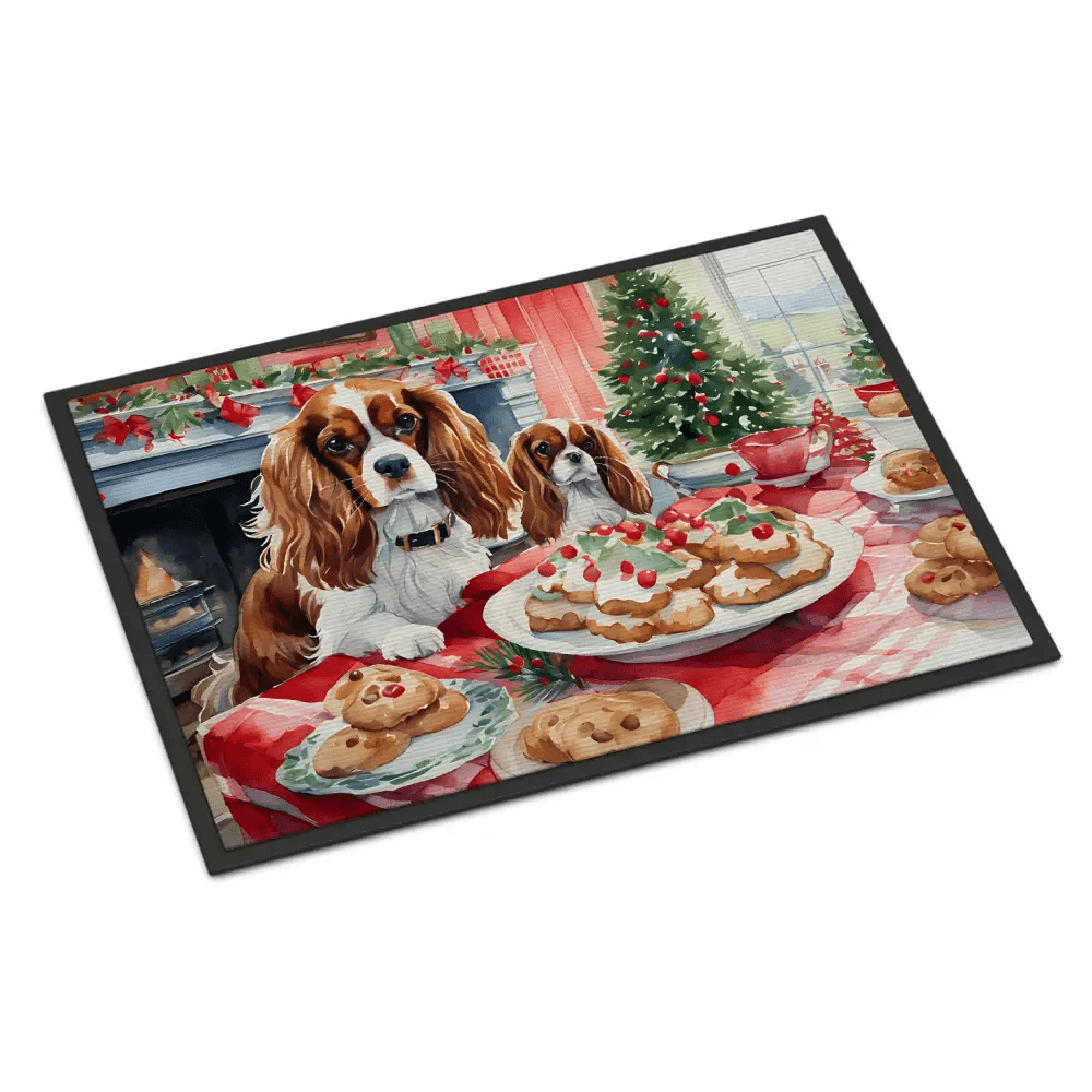 Cavalier Spaniel Christmas Doormat: Paw-some Holiday Cheer! Deck the Halls with Paws of Holly! this Christmas-themed Cavalier King - Estalios