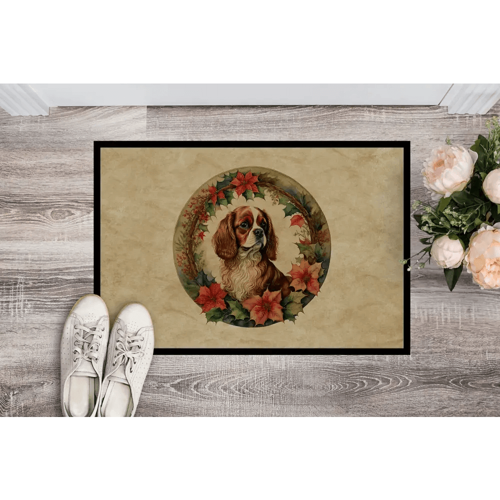 Cavalier Spaniel Christmas Doormat for Stylish Entryways - Estalios