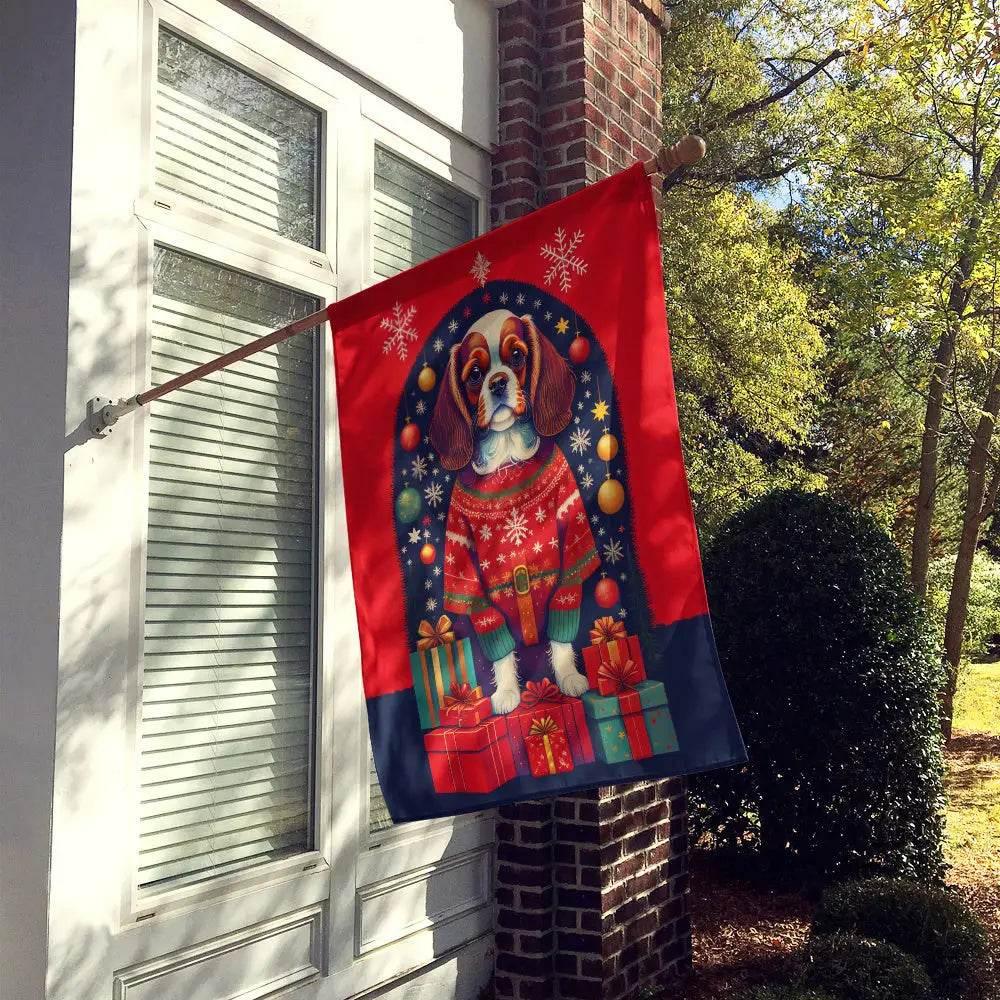 Woofing Wonderful Christmas Flag: Deck the Howls! Get Ready for a Tail-wagging Christmas with our Festive Dog Christmas Flag! this Vibrant Red - Estalios