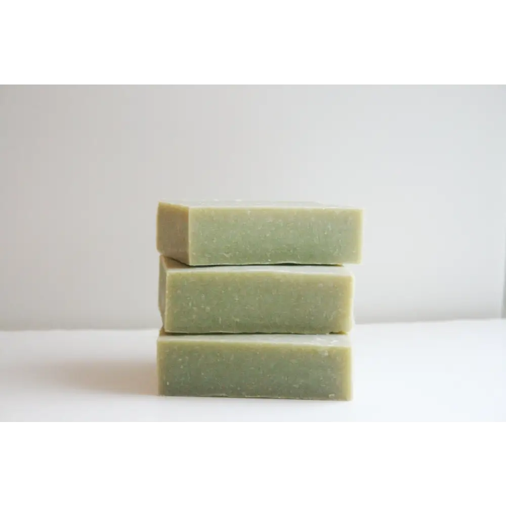 Stacked green Cedarwood Sage Soap Bars perfect for a refreshing cleanse