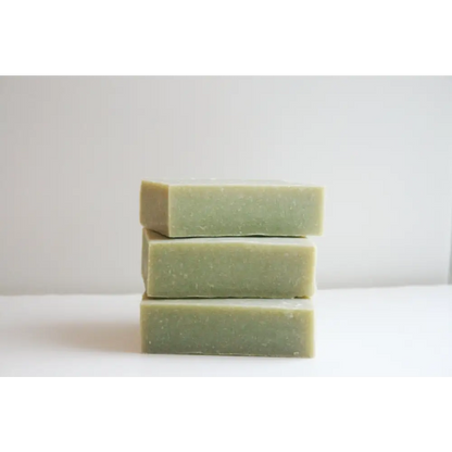 Stacked green Cedarwood Sage Soap Bars perfect for a refreshing cleanse