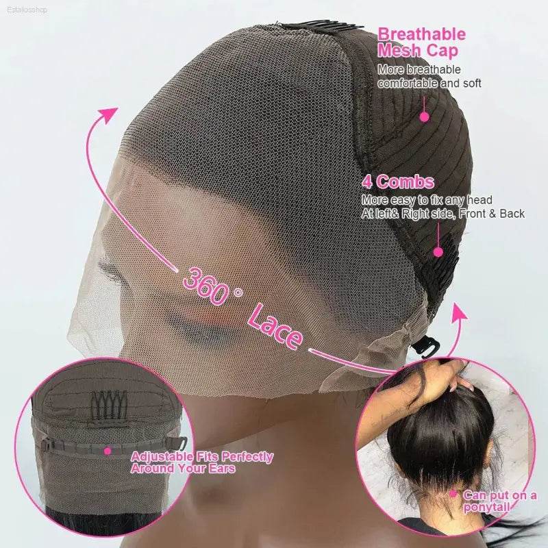 CEXXY Kinky Straight 360 HD Lace Frontal Wig For Black Women - Estalios