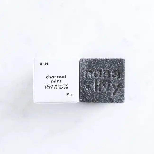 Charcoal Mint Salt Block Soap Bar for Deep Cleanse - Estalios