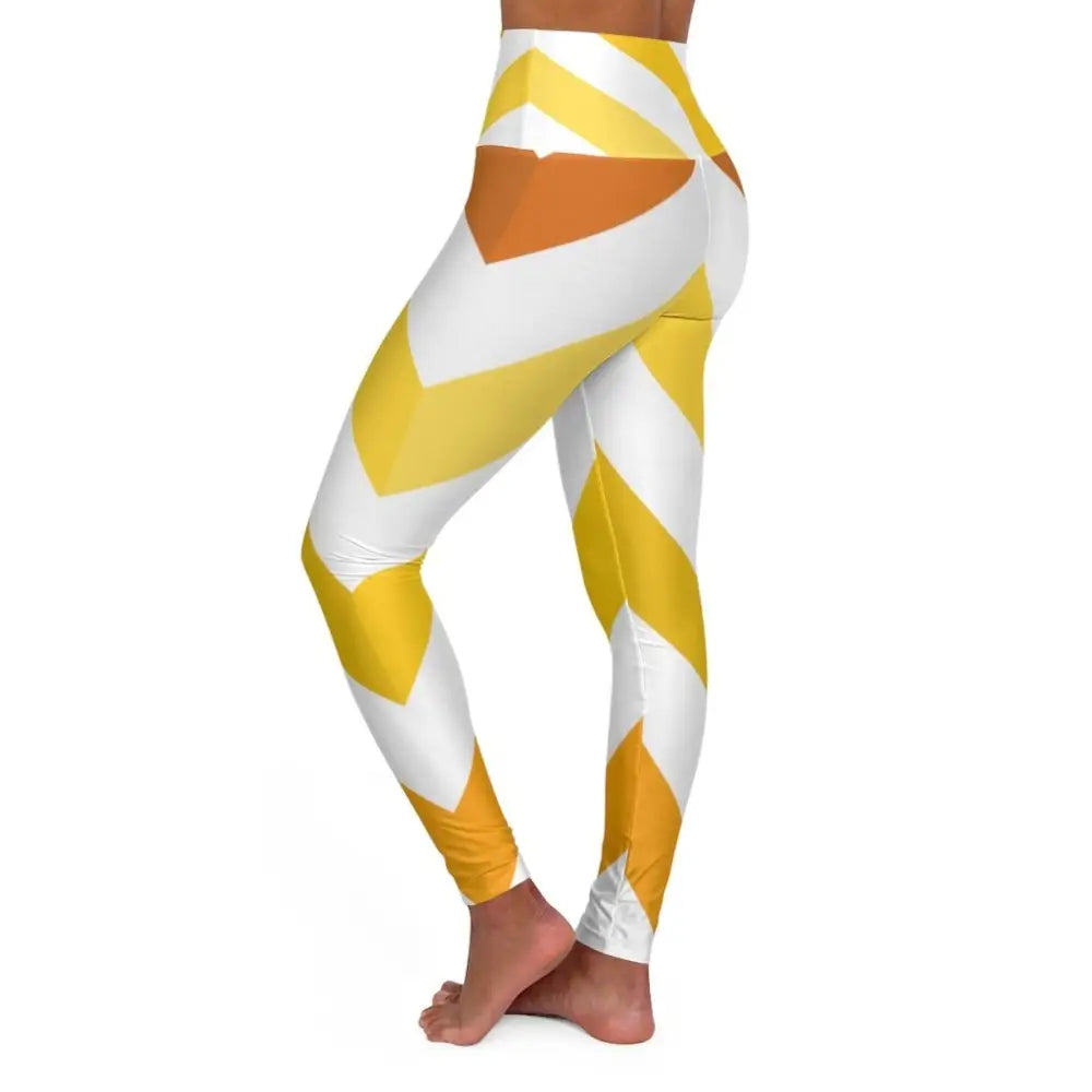 Chevron Yoga Leggings in Yellow and White, perfect fitness leggings for yoga lovers