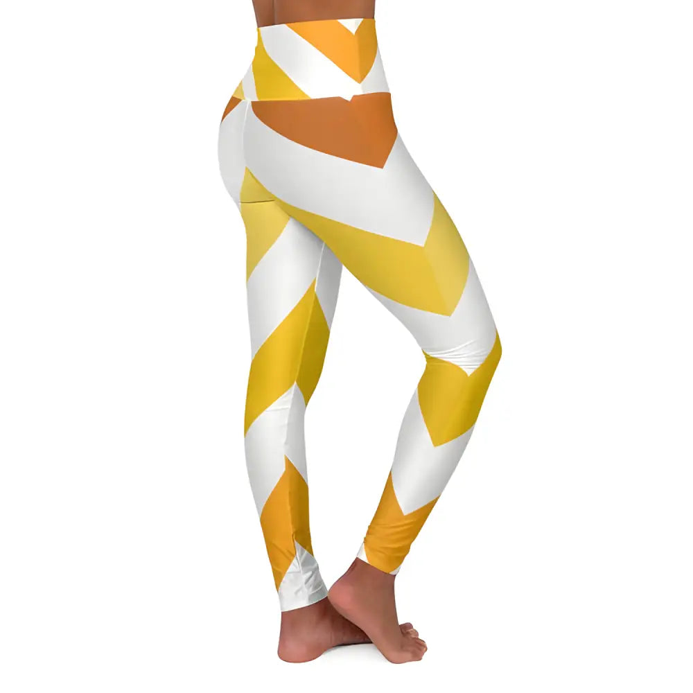 Stylish Chevron Yoga Leggings in Yellow and White for comfy fitness legging yoga sessions