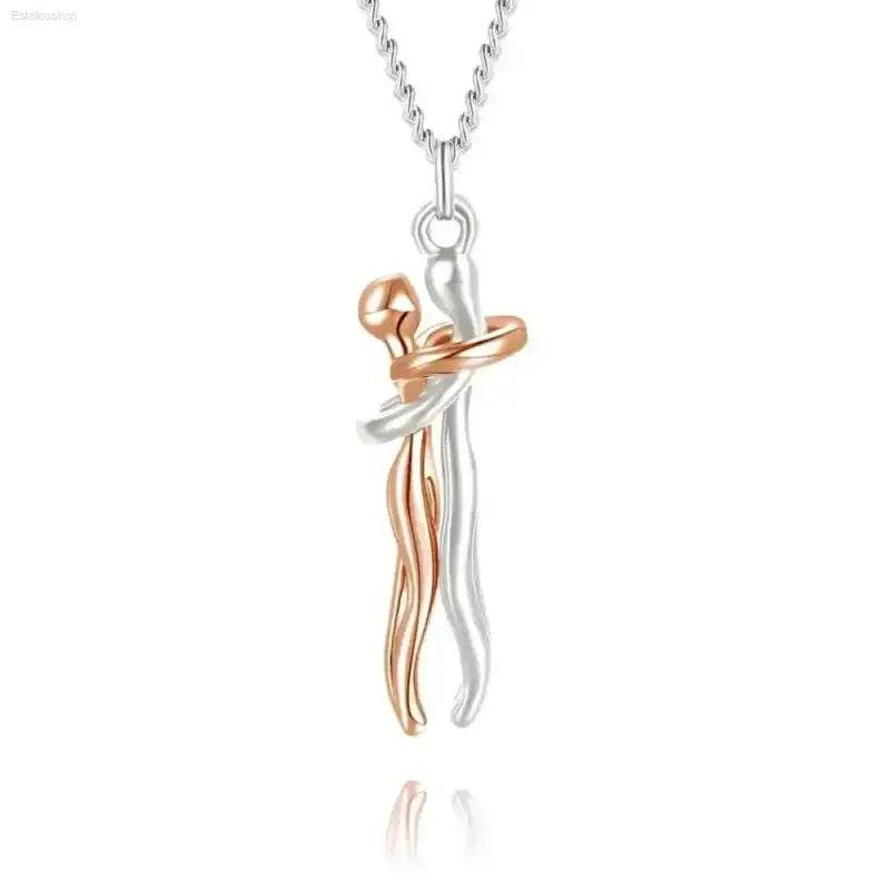 Chic Black Hug Pendant Necklace for Couples - Elegant Design - Estalios