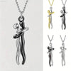 Chic Black Hug Pendant Necklace for Couples - Elegant Design - Estalios
