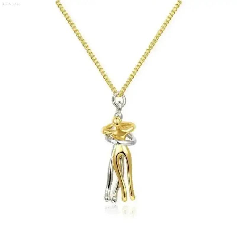 Chic Black Hug Pendant Necklace for Couples - Elegant Design - Estalios