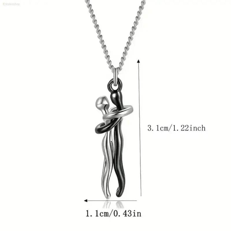 Chic Black Hug Pendant Necklace for Couples - Elegant Design - Estalios