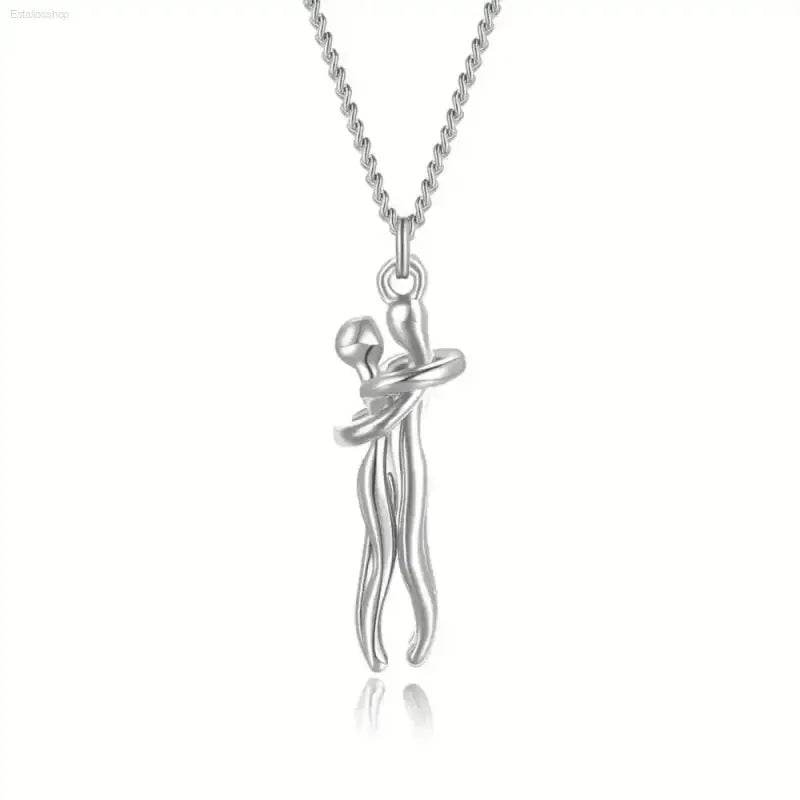 Chic Black Hug Pendant Necklace for Couples - Elegant Design - Estalios
