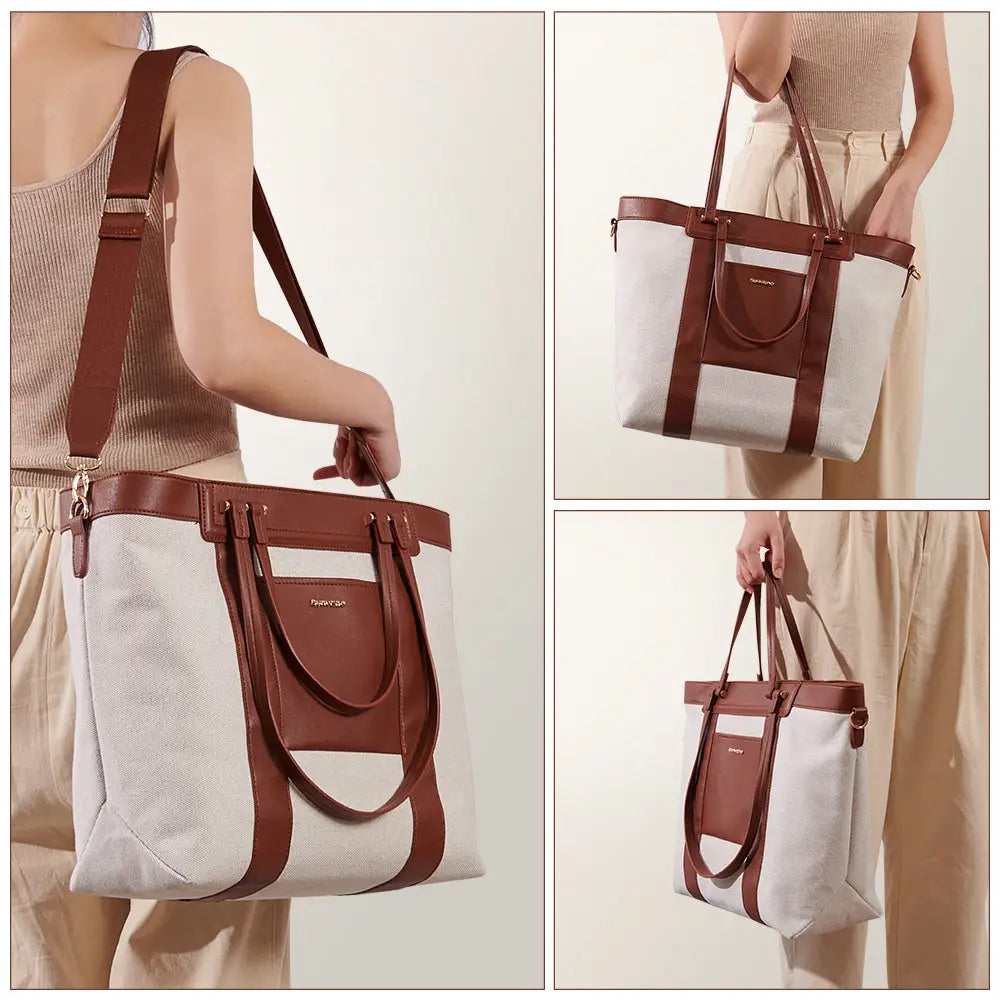 Two-tone tote bag perfect for a Chic Canvas Tote Diaper Bag and portable changing station