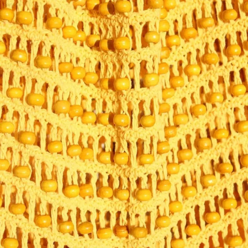 🌞 Chic Essential – Karma Wooden Beads Crochet Bag | Perfect for Travel & Daily Essentials - Summer Yellow