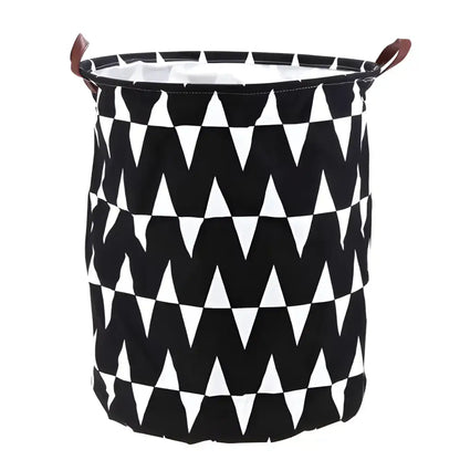 Chic Laundry Storage Basket with black and white pattern for stylish clothing storage