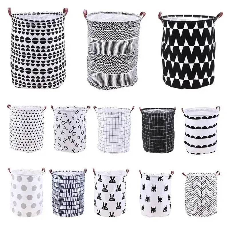 Chic Laundry Storage Basket featuring stylish patterned clothing storage baskets