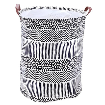 Black and white patterned Chic Laundry Storage Basket for organizing standing toys clothing