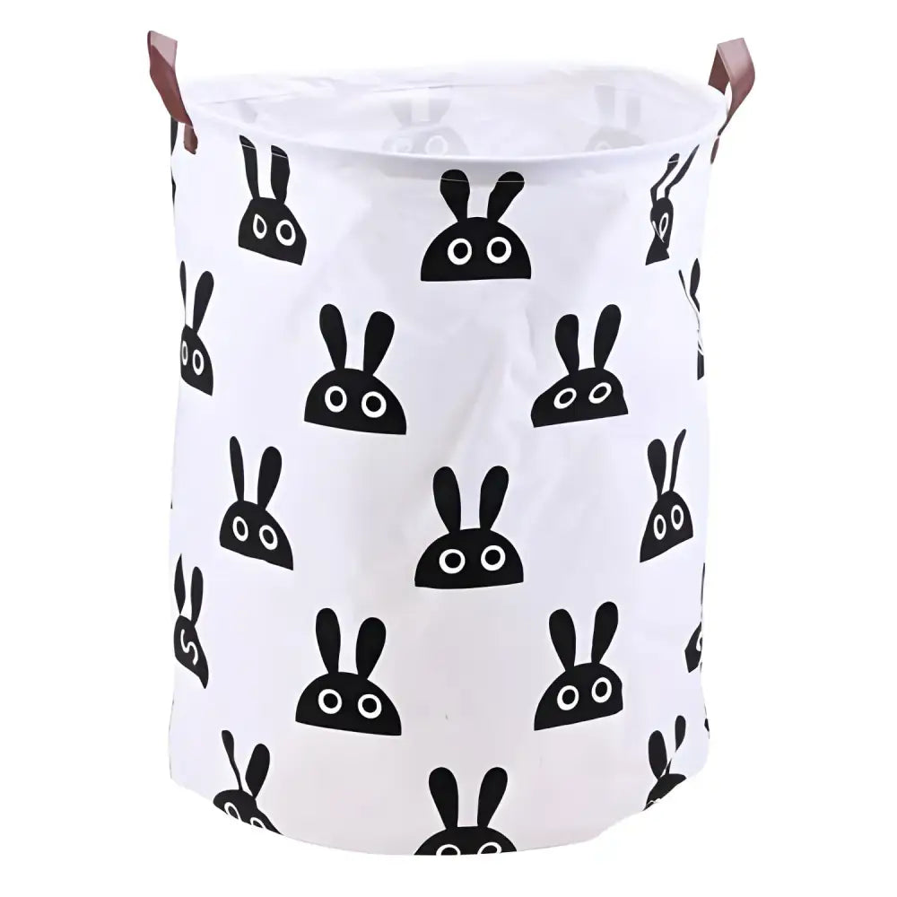 Chic Laundry Storage Basket with black bunny pattern, perfect for clothing storage basket