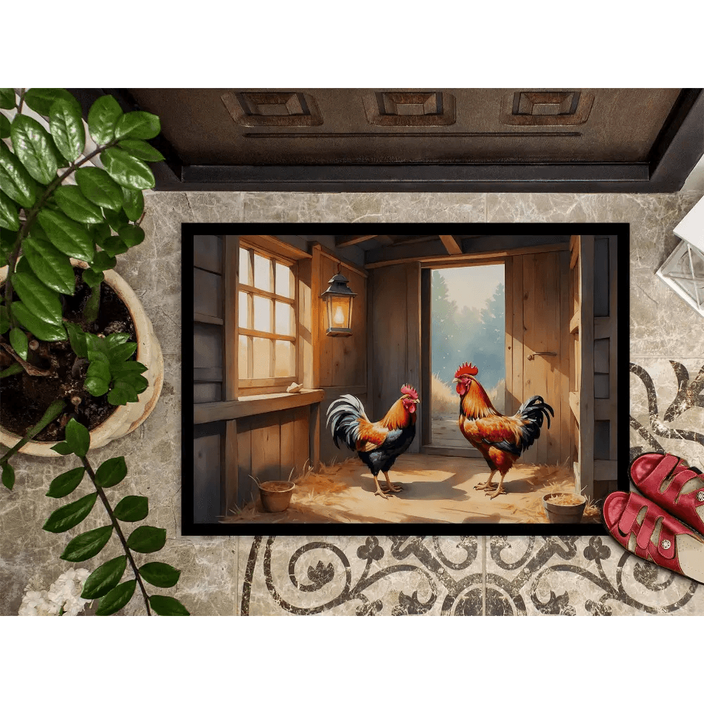 Wake Up your Welcome: Rooster Coop Doormat! Here is the Product Description: Greet your Guests with a Touch of Rustic Charm Using our Delightful Rooster - Estalios