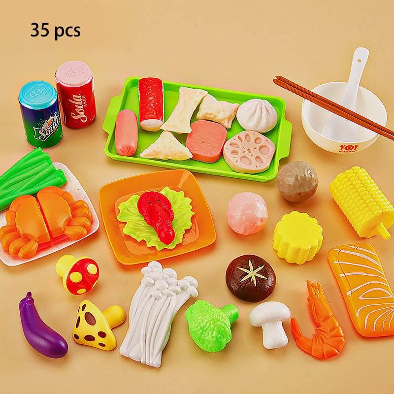 Children's Home Barbecue Simulation Food Seafood Fruit Vegetable Kitchen Hot Pot Toy Boys And Girls Cooking Set - Estalios