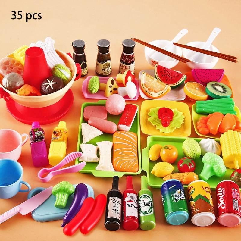 Children's Home Barbecue Simulation Food Seafood Fruit Vegetable Kitchen Hot Pot Toy Boys And Girls Cooking Set - Estalios