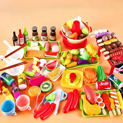Children's Home Barbecue Simulation Food Seafood Fruit Vegetable Kitchen Hot Pot Toy Boys And Girls Cooking Set - Estalios