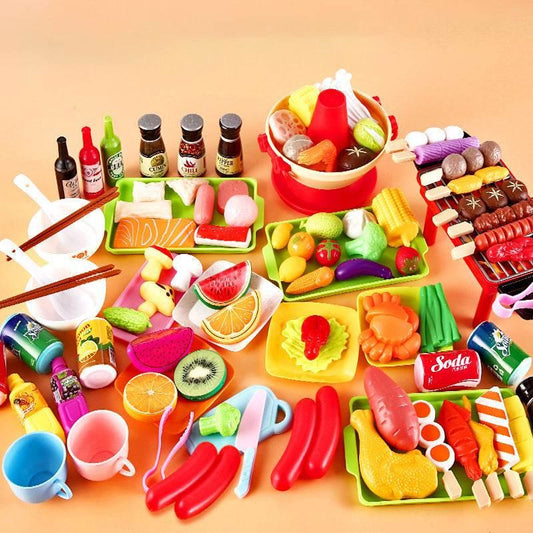 Children's Home Barbecue Simulation Food Seafood Fruit Vegetable Kitchen Hot Pot Toy Boys And Girls Cooking Set - Estalios