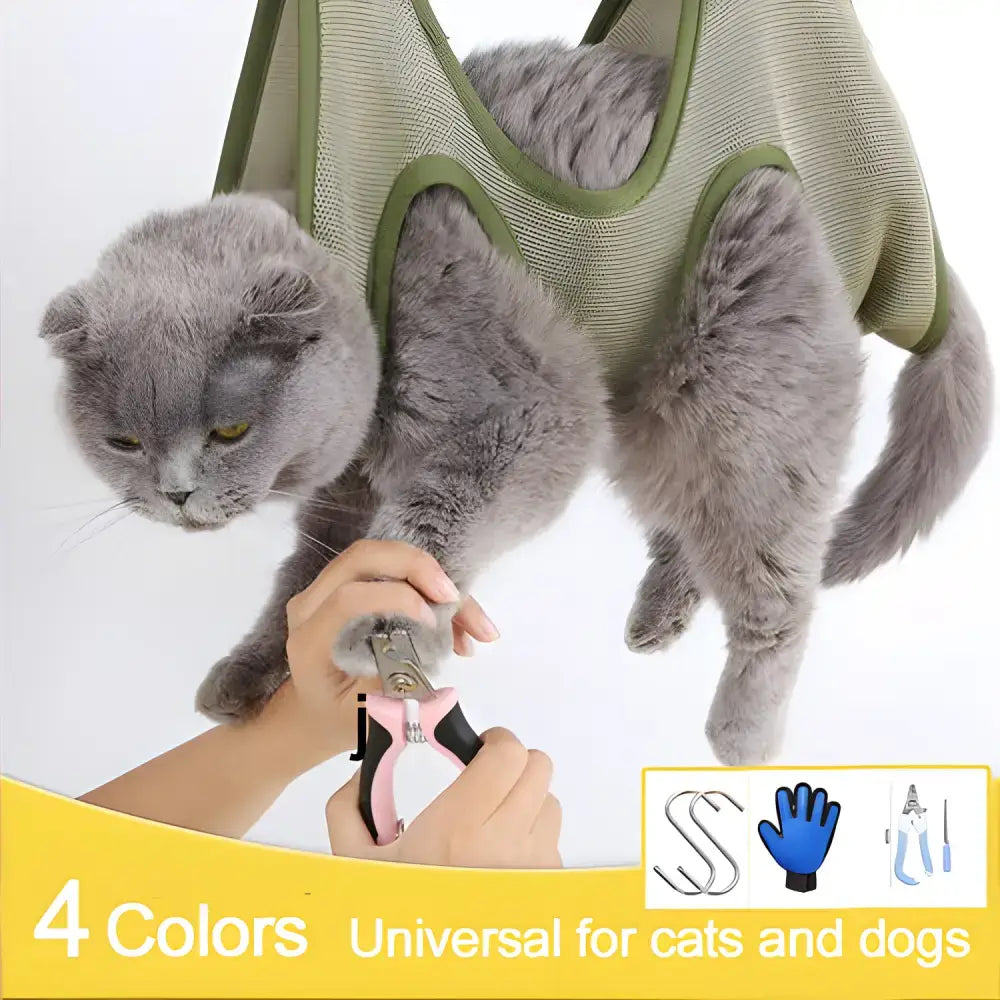 Chill Out Cat Grooming Hammock for easy cat grooming restraint and comfort