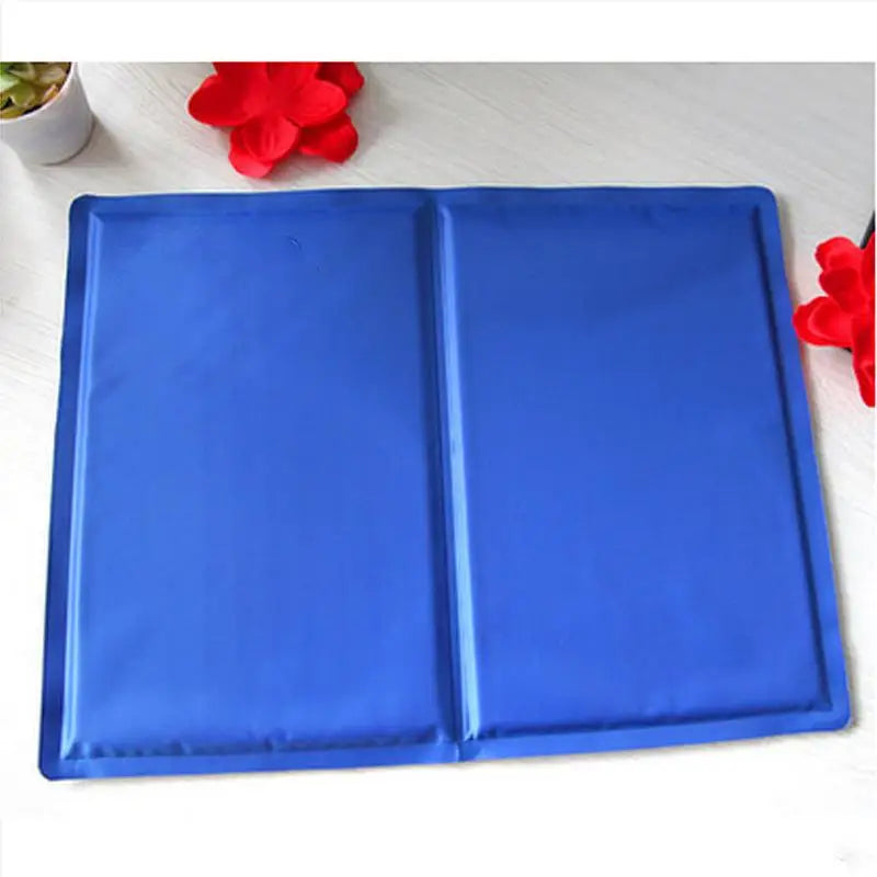 Chill Out Pup 36x20 Inch Blue Cooling Pet Mat for summer relief and comfort