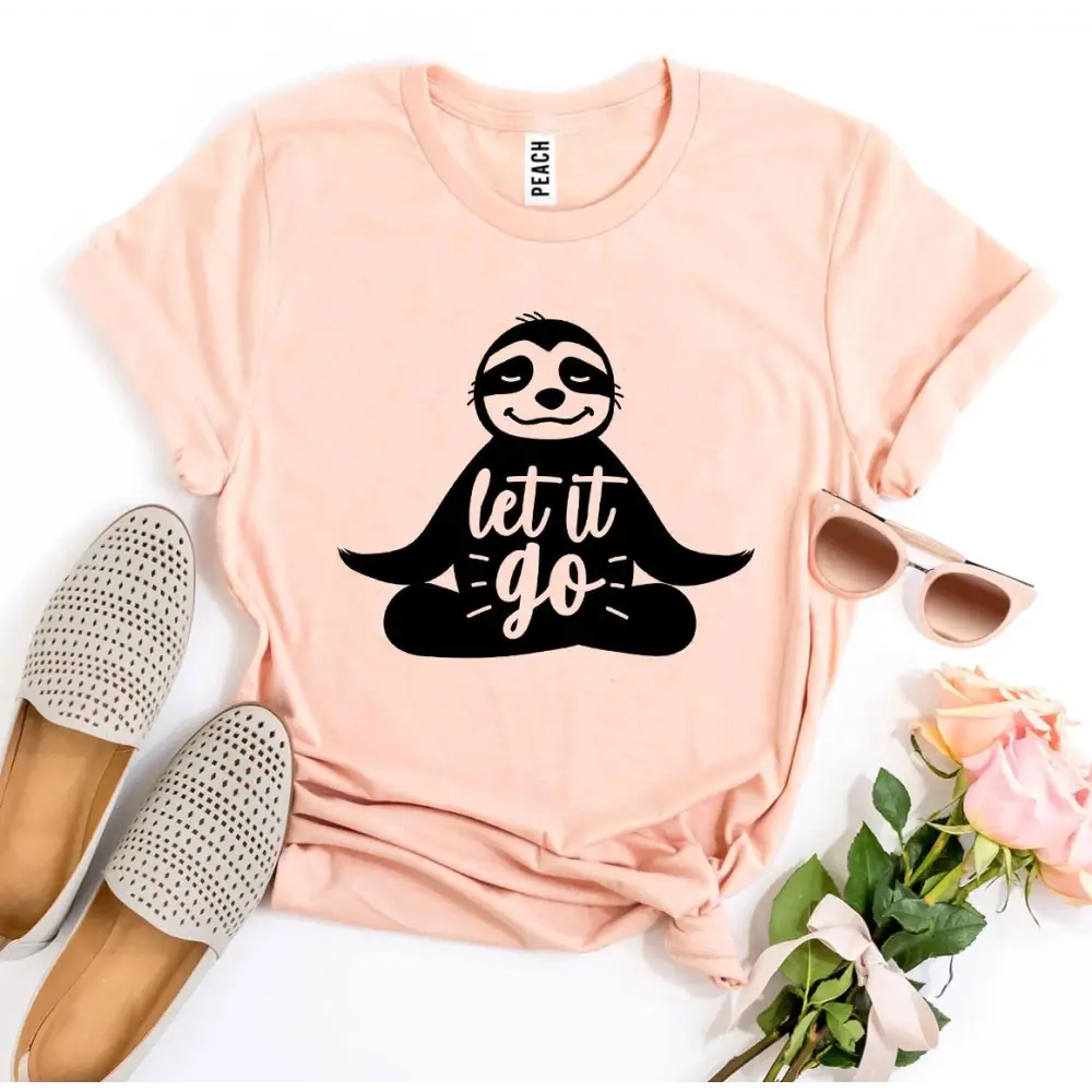 Peach-colored Chill Sloth Tee in Heather Gray fun and comfy for sloth lovers