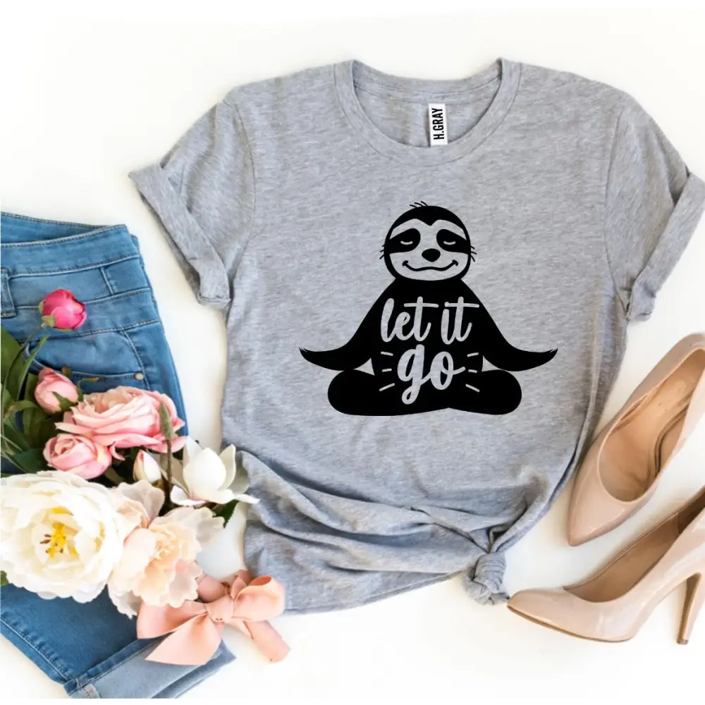 Chill Sloth Tee in Heather Gray, perfect for laid-back vibes and sloth lovers