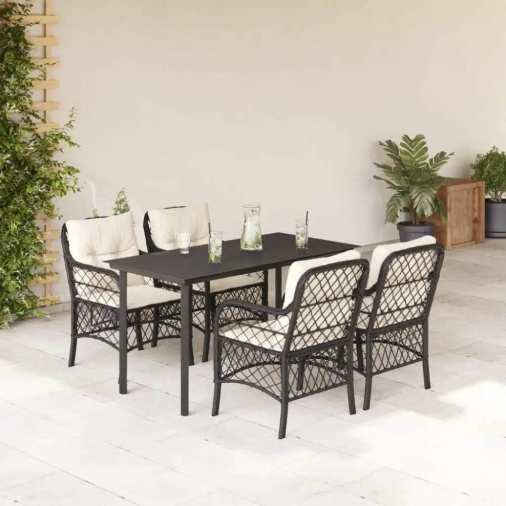 vidaXL Garden Dining Set Black and Cream - Estalios