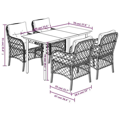 vidaXL Garden Dining Set Black and Cream - Estalios