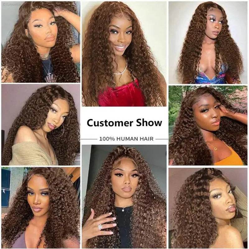 Chocolate Brown Deep Wave Frontal Wig 13x4 HD Lace Front - Estalios