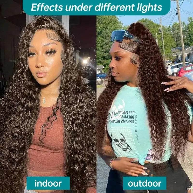 Chocolate Brown Deep Wave Frontal Wig 13x4 HD Lace Front - Estalios