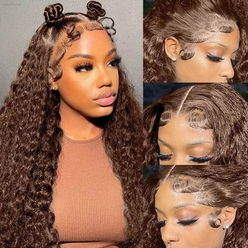 Chocolate Brown Deep Wave Frontal Wig 13x4 HD Lace Front - Estalios