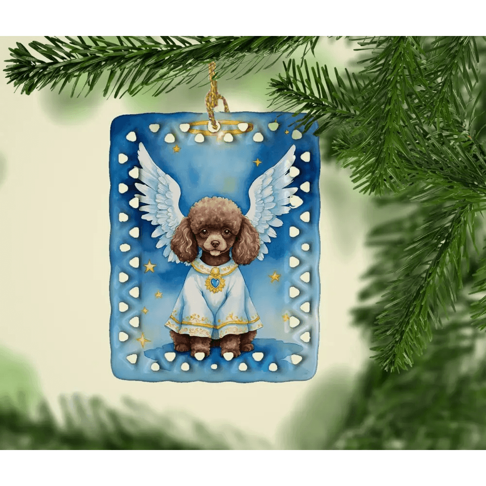 Poodle Angel Magic: your Custom Angel Ornament Awaits! **product Description:** Celebrate your Beloved Furry Friend with our Customizable Dog Angel Ornament, - Estalios