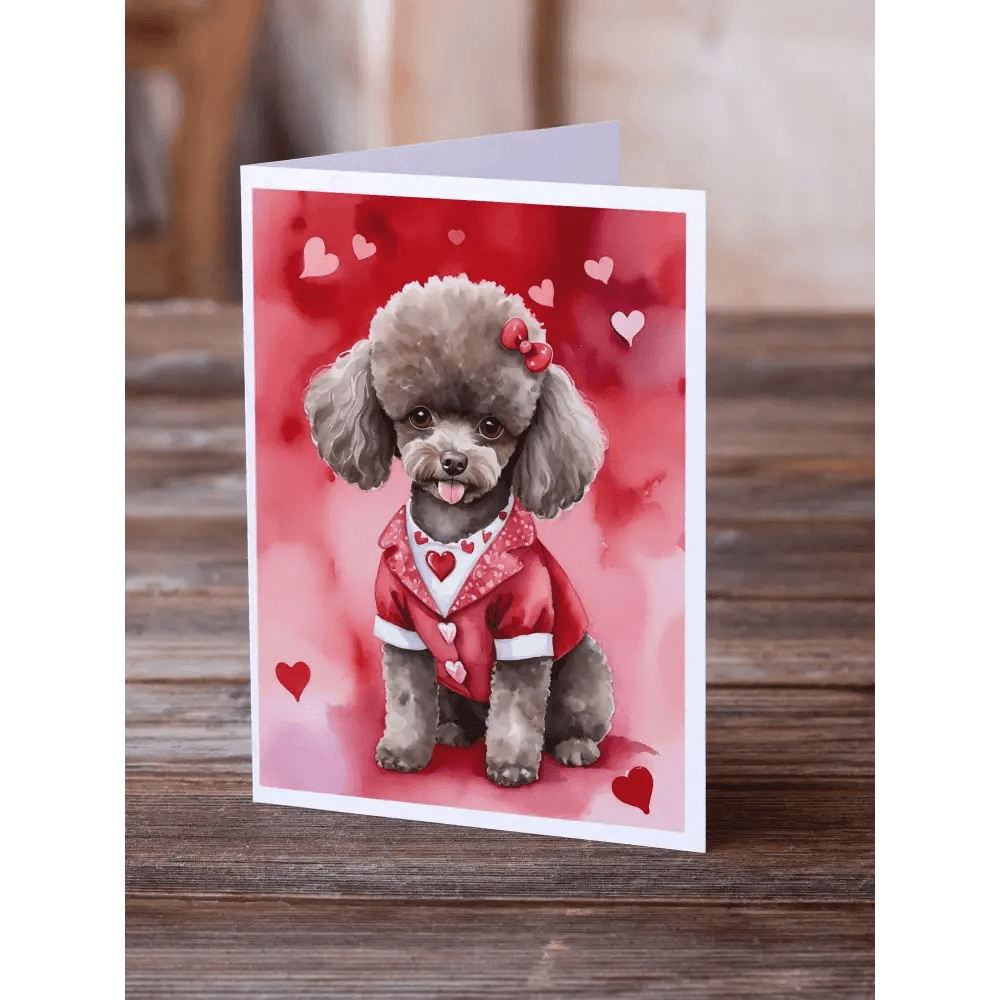 Poodles in Love Valentine Greeting Cards Pack! Packaged Valentine’s Day Poodle Cards are Here! Send Watercolor Valentine’s Day Poodle Greeting Cards - Estalios