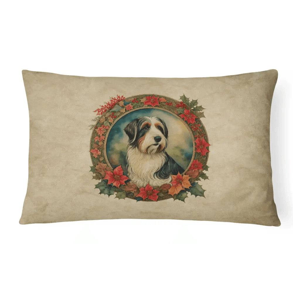 Christmas Flowers Frame Throw Pillow for Cozy Decor - Estalios
